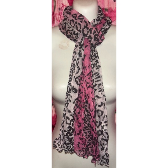 🩷🖤 Mcbling Cheetah Print Scarf - Picture 1 of 4